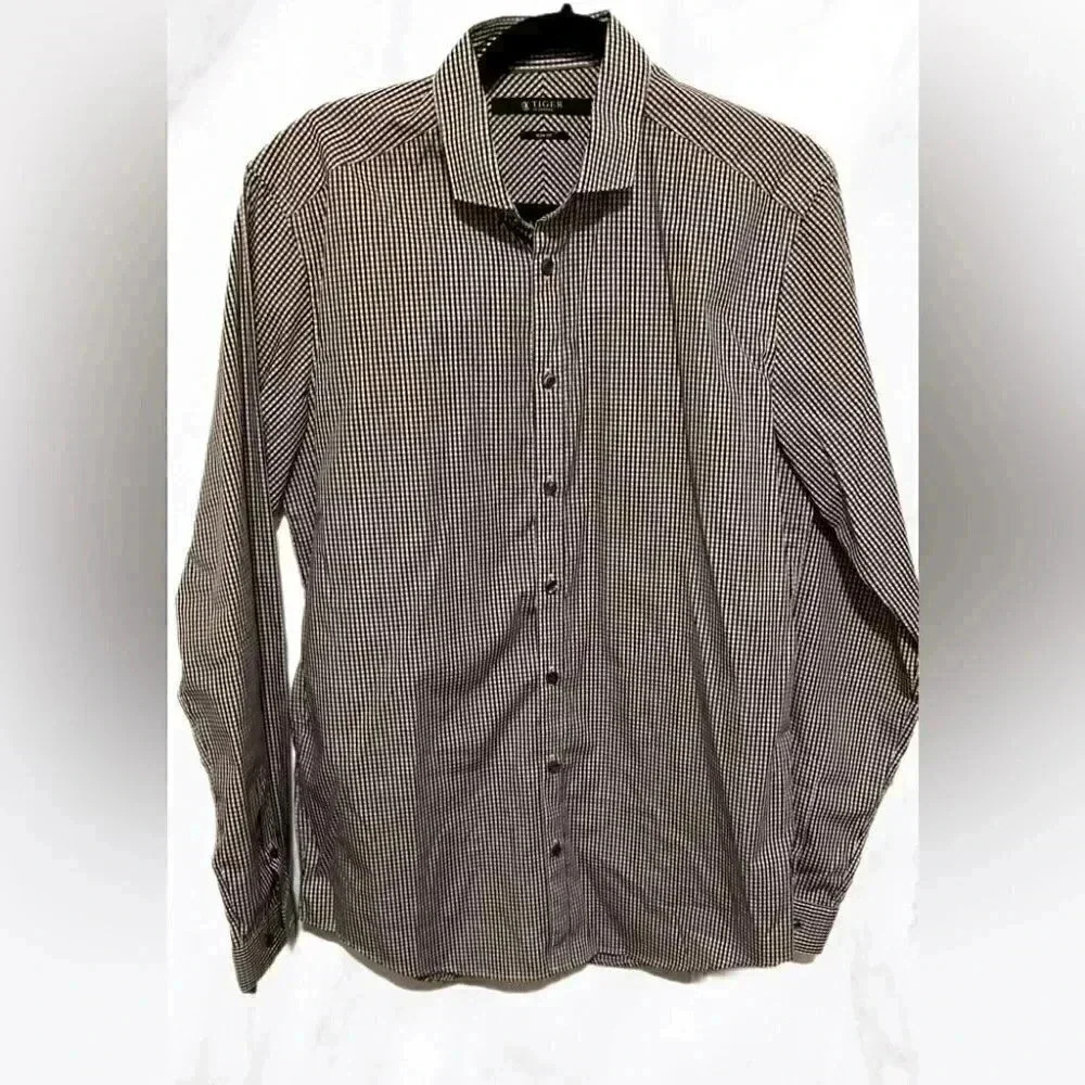 Tiger of Sweden black and white striped long sleeve button down dress shirt 41